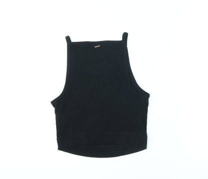 Marks & Spencer Womens Black Polyester Cropped Tank Size S Halter