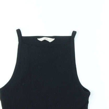 Marks & Spencer Womens Black Polyester Cropped Tank Size S Halter