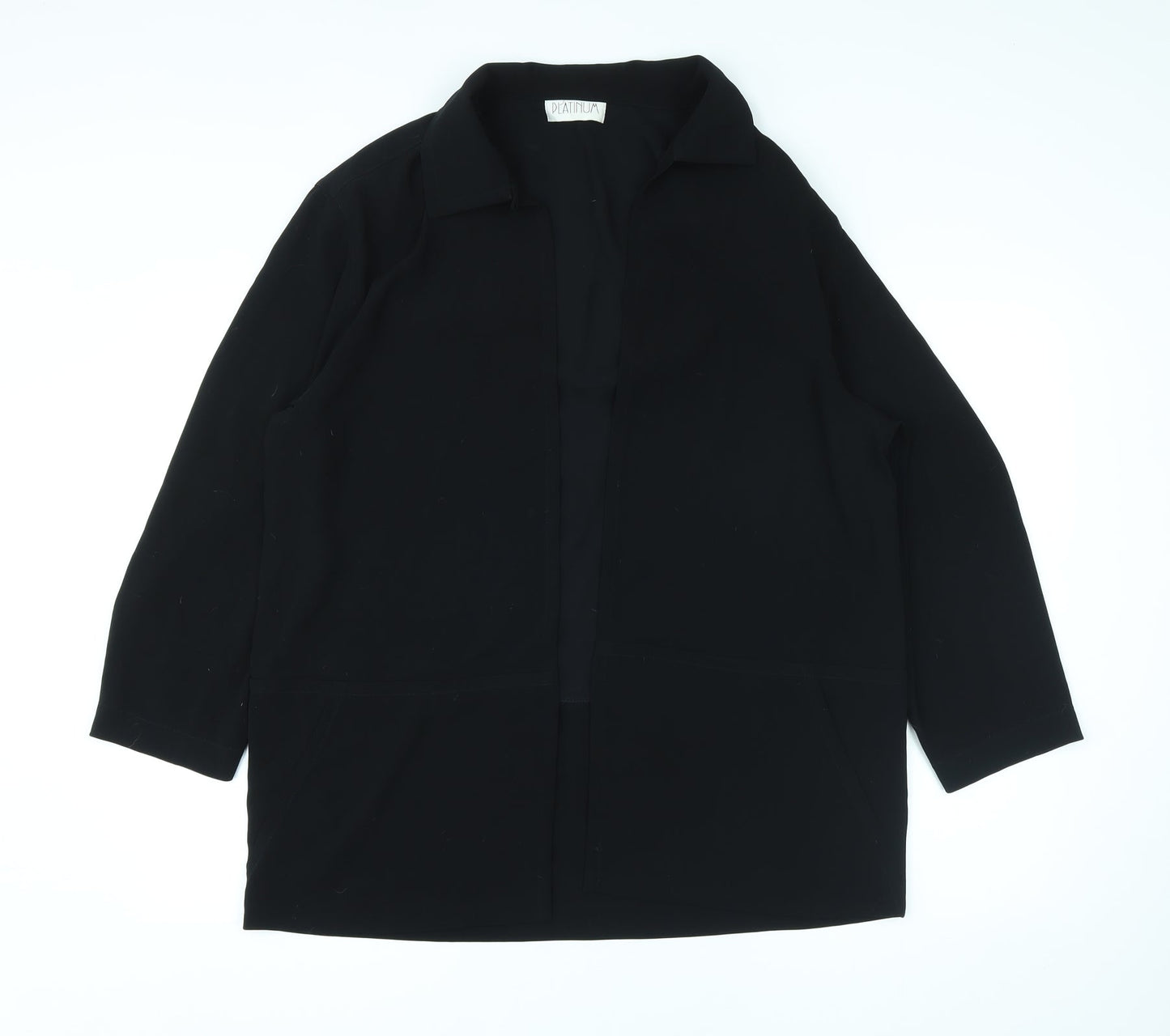 Platinum Womens Black Collared Polyester Cardigan Jumper Size 12