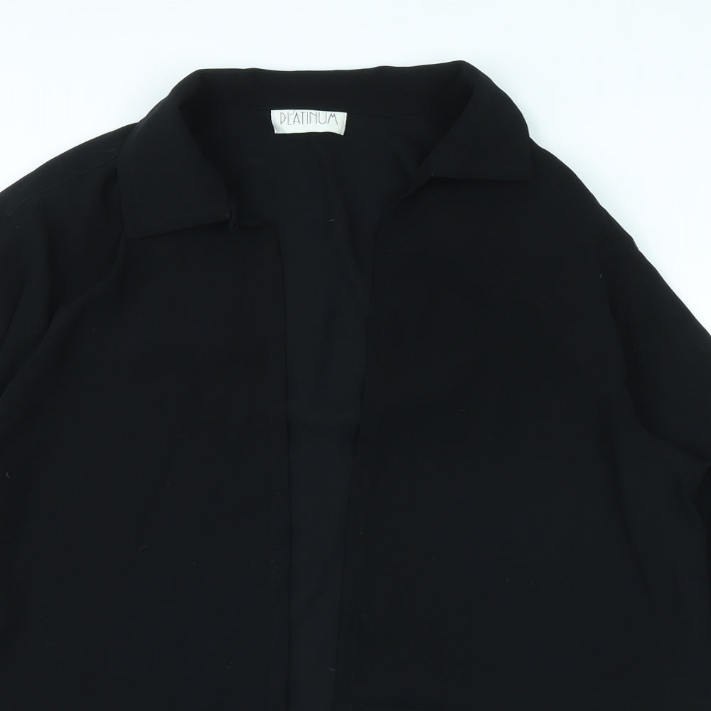 Platinum Womens Black Collared Polyester Cardigan Jumper Size 12