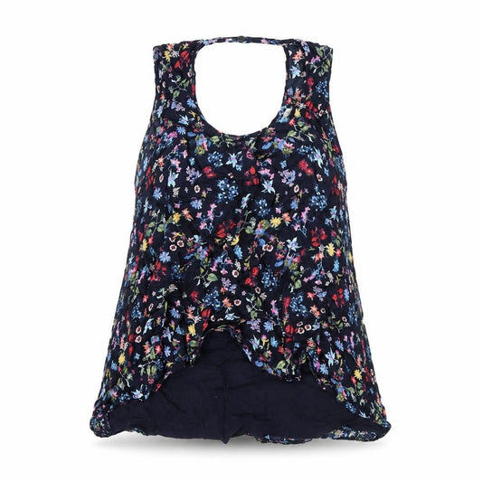 Bershka Womens Blue Floral Viscose Basic Tank Size XS Halter