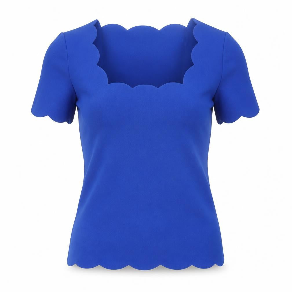 Dorothy Perkins Womens Blue Polyester Basic T-Shirt Size S Square Neck - Scalloped Edging