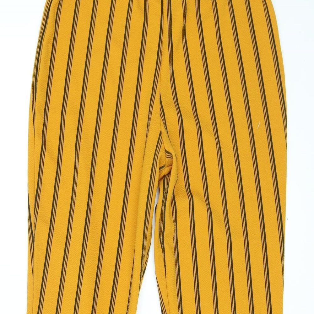 Nasty Gal Womens Orange Striped Polyester Trousers Size 10 L29 in Regular