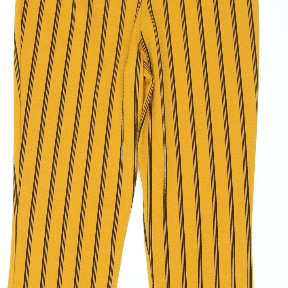 Nasty Gal Womens Orange Striped Polyester Trousers Size 10 L29 in Regular