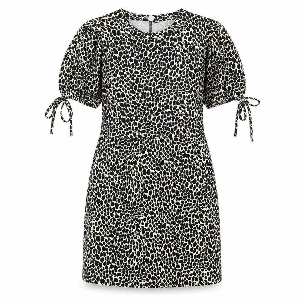 Topshop Womens Beige Animal Print Cotton A-Line Size 12 Round Neck Pullover