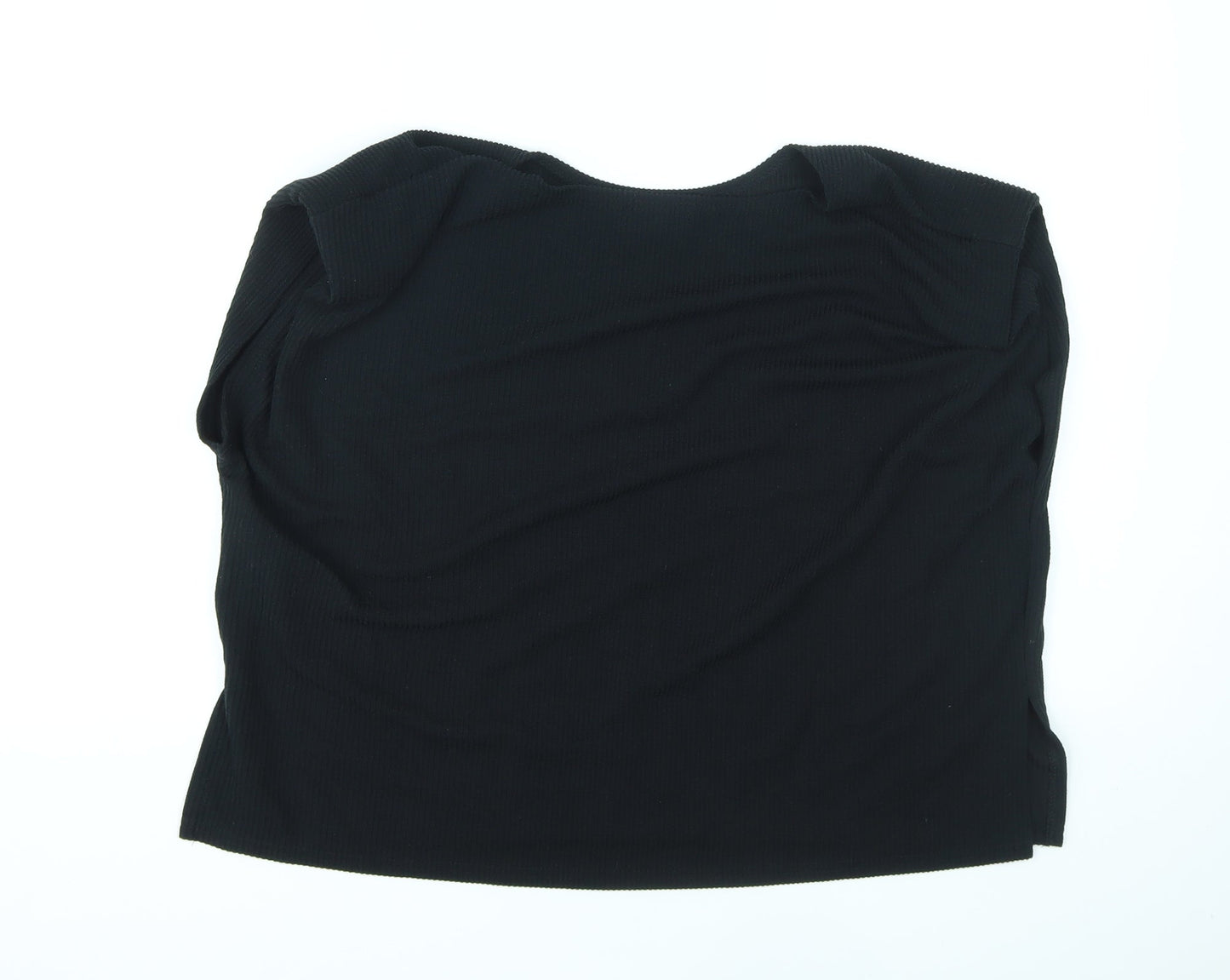 Misspap Womens Black Polyester Basic Tank Size M Round Neck - Shoulder pads