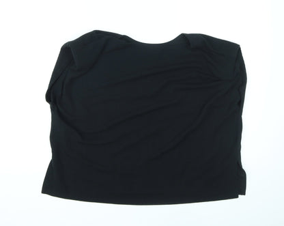 Misspap Womens Black Polyester Basic Tank Size M Round Neck - Shoulder pads