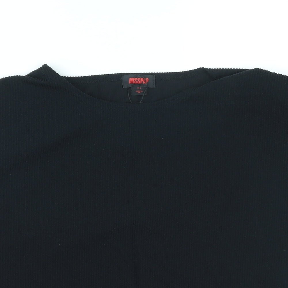 Misspap Womens Black Polyester Basic Tank Size M Round Neck - Shoulder pads
