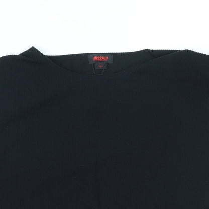 Misspap Womens Black Polyester Basic Tank Size M Round Neck - Shoulder pads