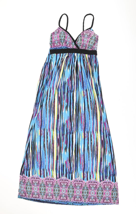 Stella Womens Multicoloured Geometric Polyester Maxi Size M V-Neck Pullover