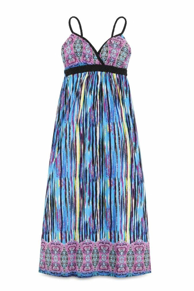 Stella Womens Multicoloured Geometric Polyester Maxi Size M V-Neck Pullover