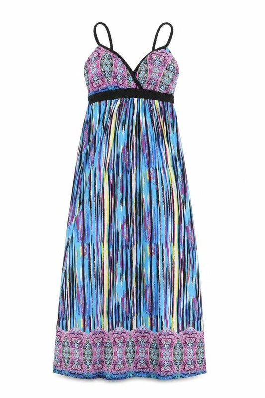 Stella Womens Multicoloured Geometric Polyester Maxi Size M V-Neck Pullover