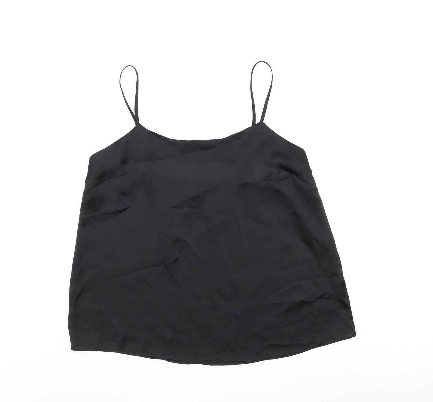 River Island Womens Black Polyester Camisole T-Shirt Size 12 Scoop Neck