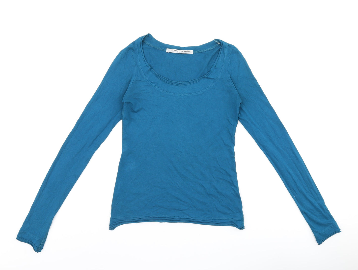 Cora Kemperman Womens Blue Cotton Basic T-Shirt Size XS Round Neck
