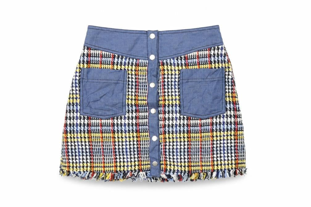 Zara Womens Multicoloured Geometric Cotton Mini Skirt Size S Snap