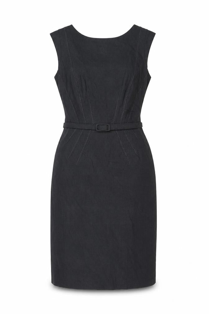 Marks & Spencer Womens Grey Polyester Ball Gown Size 12 Boat Neck Zip - Belted