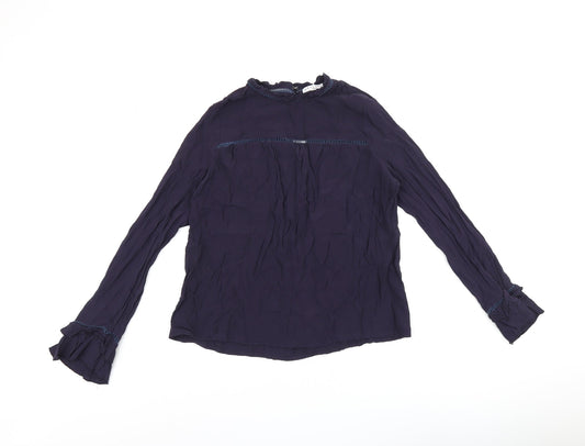 Art Love Womens Blue Viscose Basic T-Shirt Size L Round Neck