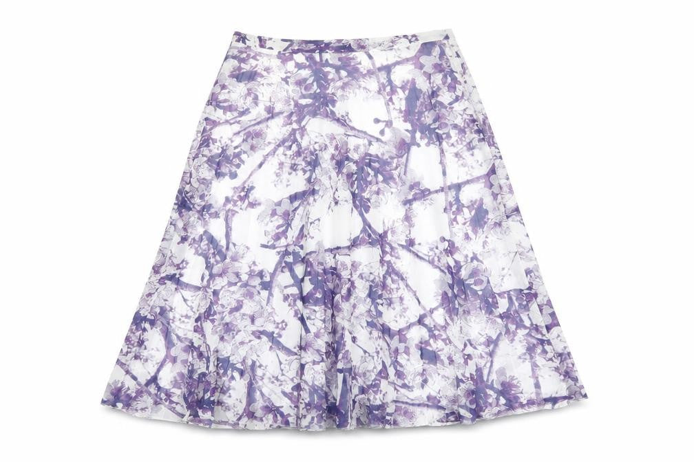 Marks & Spencer Womens White Floral Polyester Swing Skirt Size 10 Zip