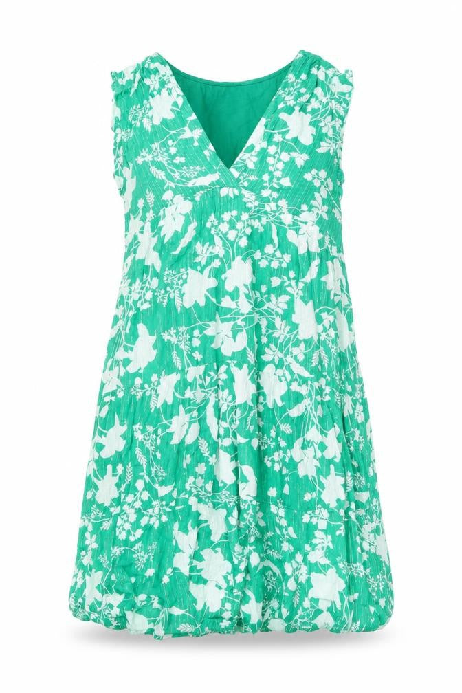 Goa Womens Green Floral Viscose Shift Size S V-Neck Pullover