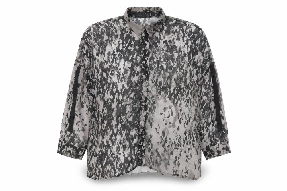 Religion Womens Grey Geometric Polyester Basic Button-Up Size 8 Collared