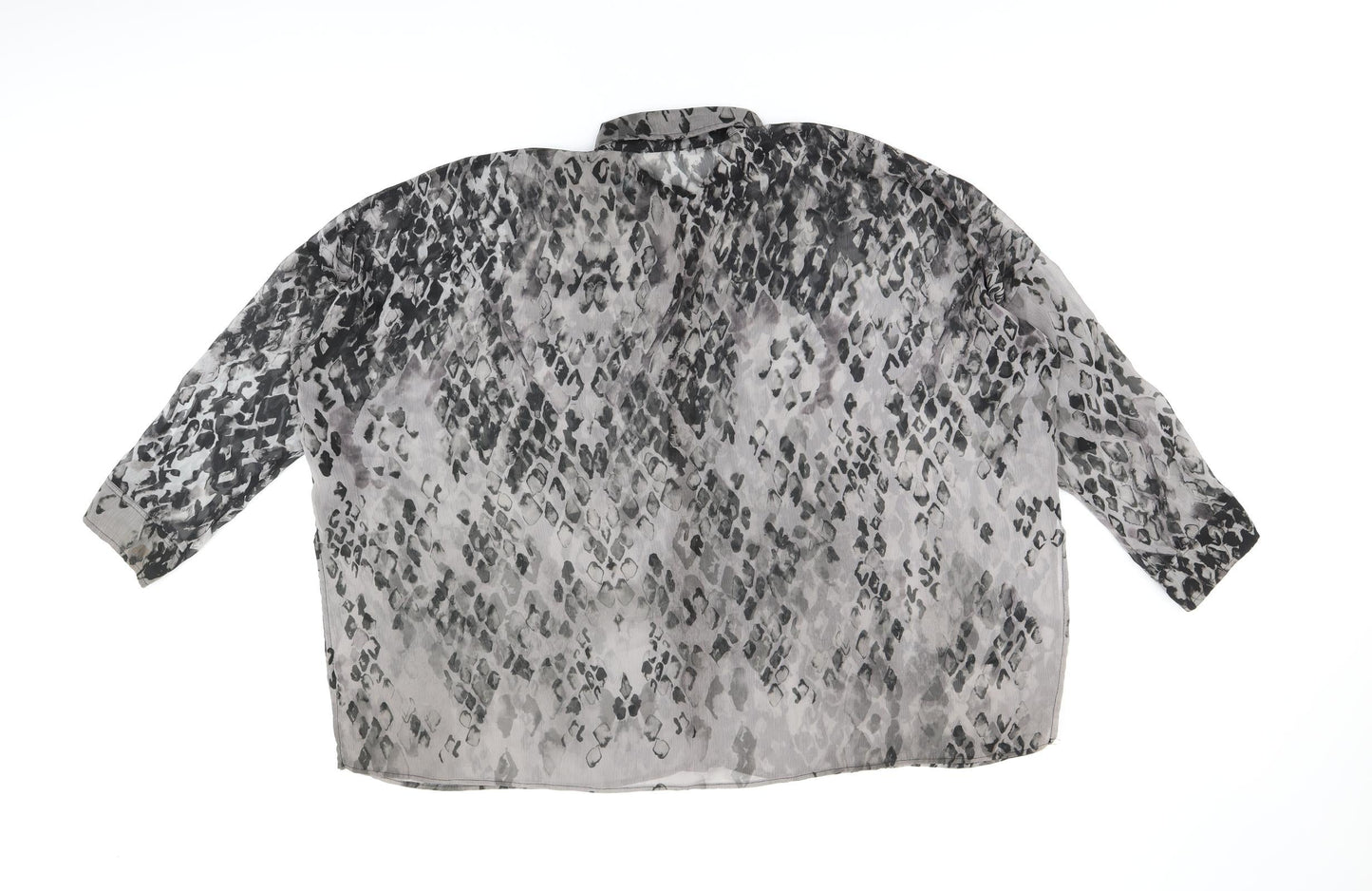 Religion Womens Grey Geometric Polyester Basic Button-Up Size 8 Collared