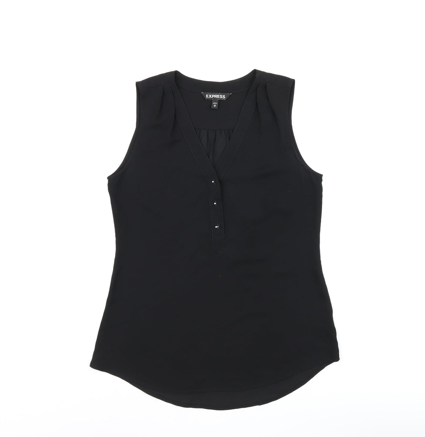 Express Womens Black Polyester Basic T-Shirt Size XS V-Neck