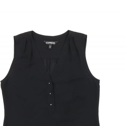 Express Womens Black Polyester Basic T-Shirt Size XS V-Neck