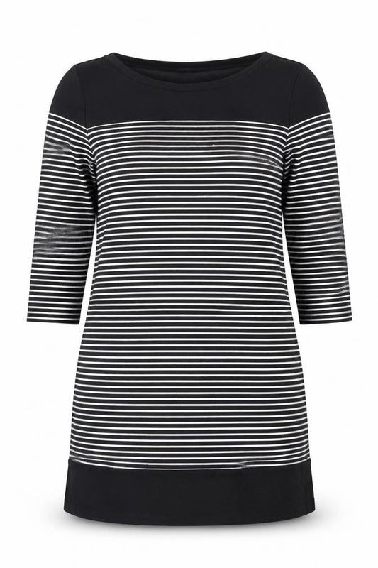 Gap Womens Black Striped Polyester Shift Size XL Boat Neck Pullover