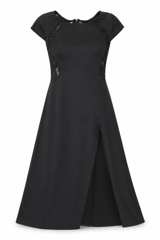 Balu Oke Womens Black Polyester A-Line Size M Boat Neck Zip