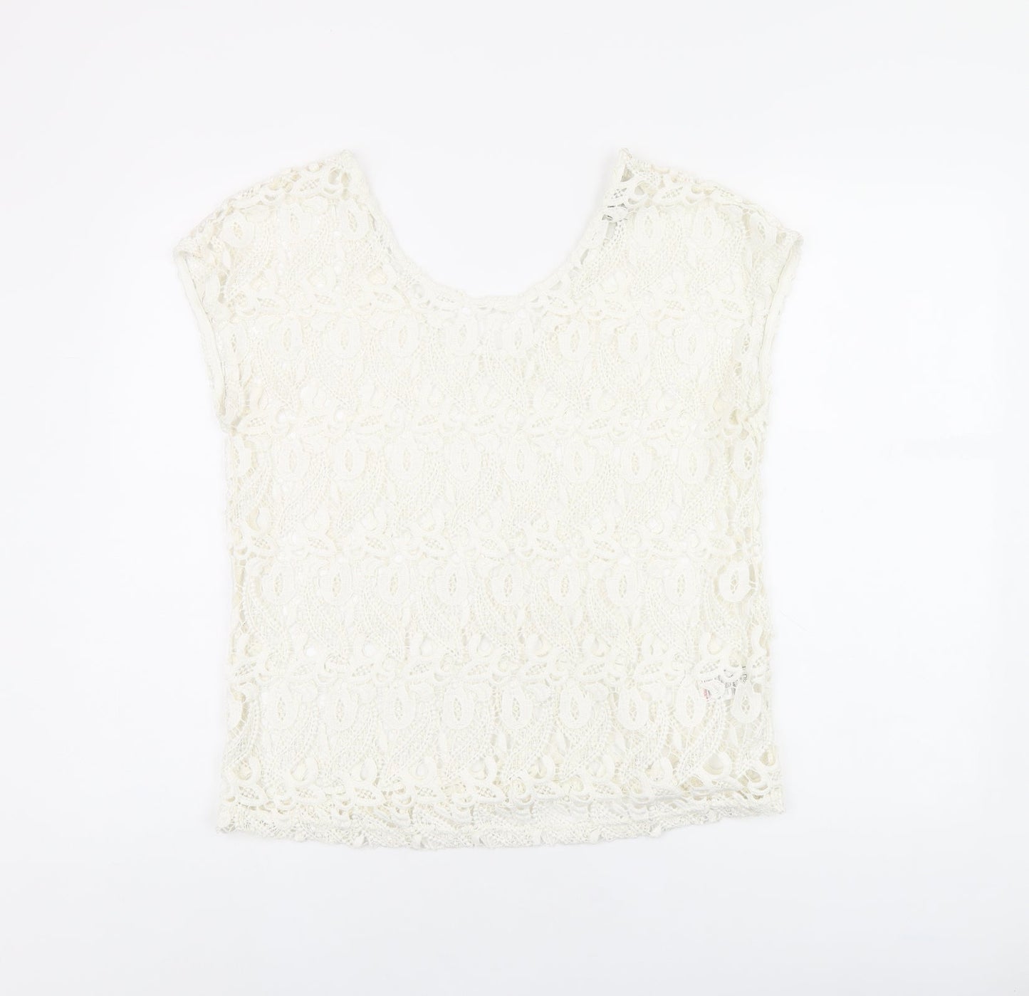 NEXT Womens White Polyester Basic T-Shirt Size 12 V-Neck