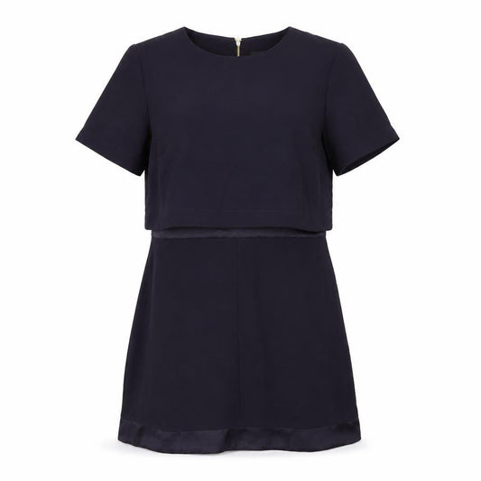 Topshop Womens Purple Polyester Shift Size 12 Round Neck Zip