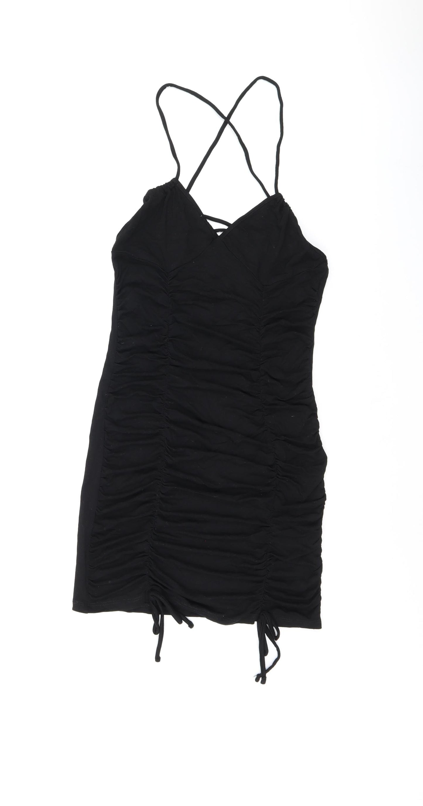 ASOS Womens Black Polyester Bodycon Size 10 V-Neck Pullover