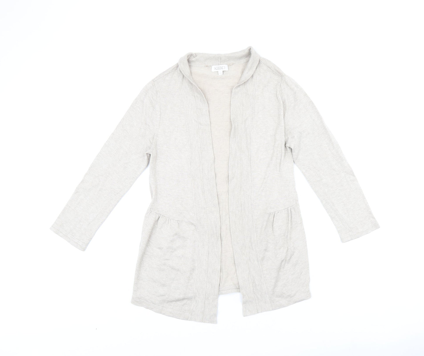 Kaliko Womens Beige V-Neck Viscose Cardigan Jumper Size 12