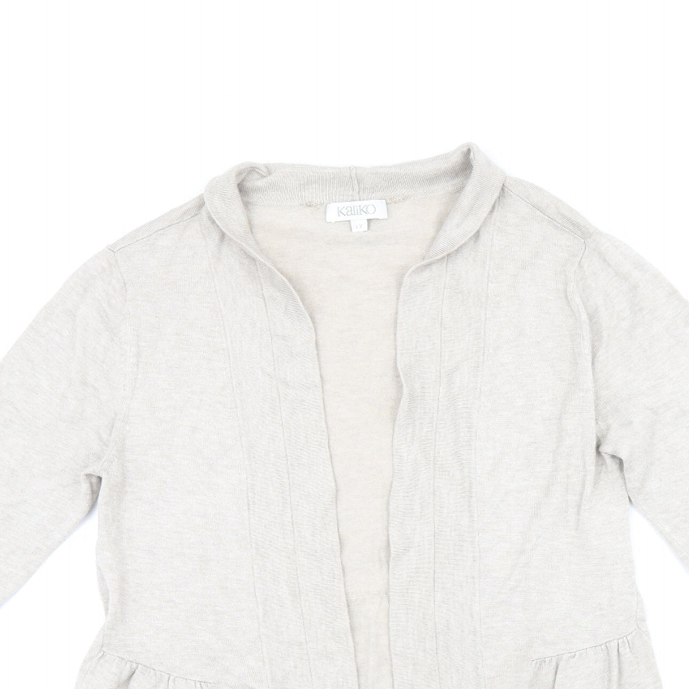 Kaliko Womens Beige V-Neck Viscose Cardigan Jumper Size 12