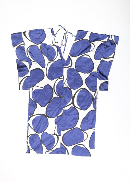 Oasis Womens White Geometric Polyester Shift Size 10 V-Neck Tie