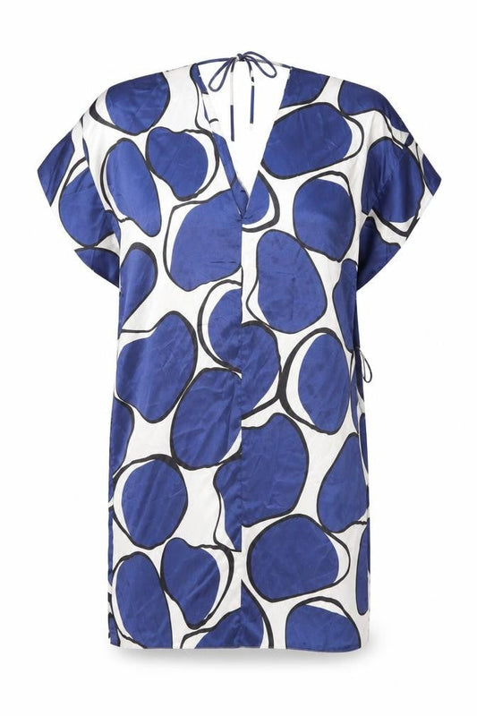 Oasis Womens White Geometric Polyester Shift Size 10 V-Neck Tie