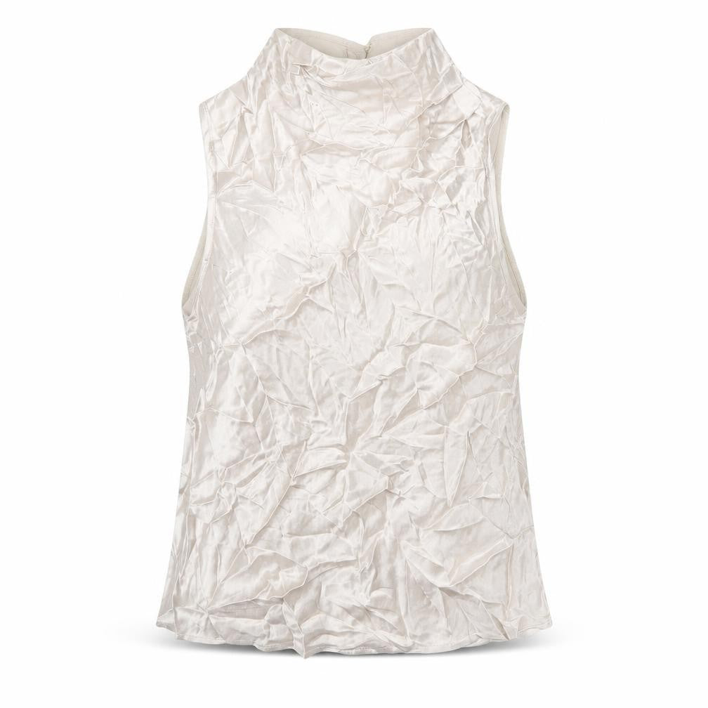 Zara Womens Silver Viscose Basic T-Shirt Size S High Neck