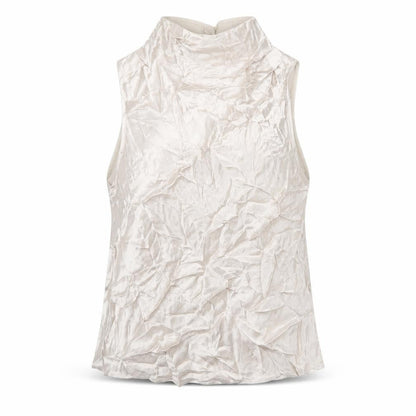 Zara Womens Silver Viscose Basic T-Shirt Size S High Neck