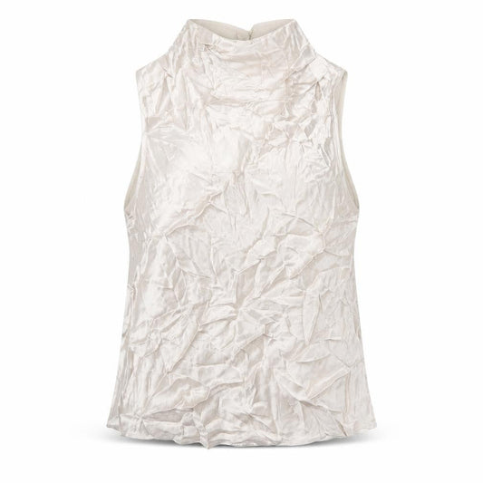 Zara Womens Silver Viscose Basic T-Shirt Size S High Neck