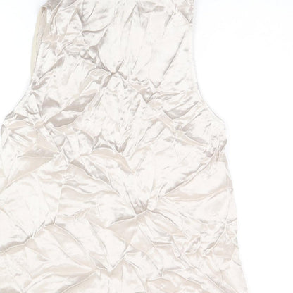 Zara Womens Silver Viscose Basic T-Shirt Size S High Neck