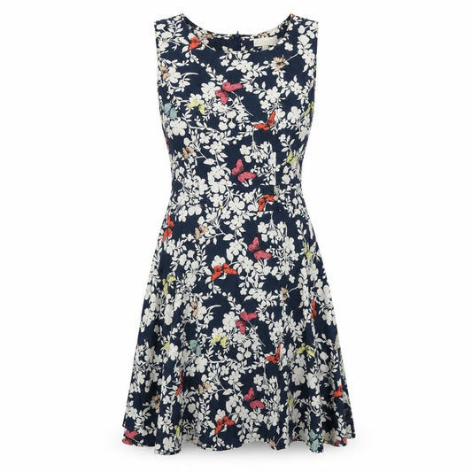 Apricot Womens Blue Floral Viscose Sheath Size 10 Boat Neck Zip - Butterfly Print
