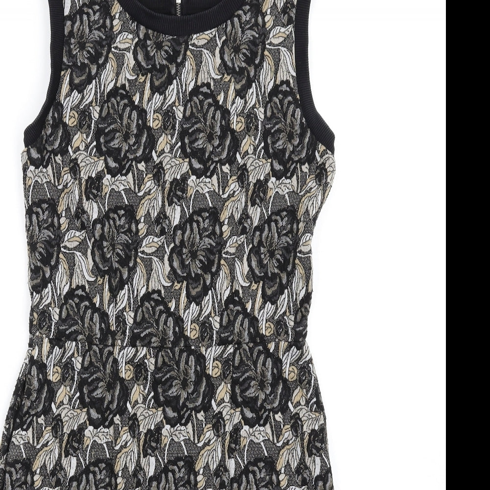 NEXT Womens Multicoloured Floral Polyester Pencil Dress Size 8 Round Neck Zip