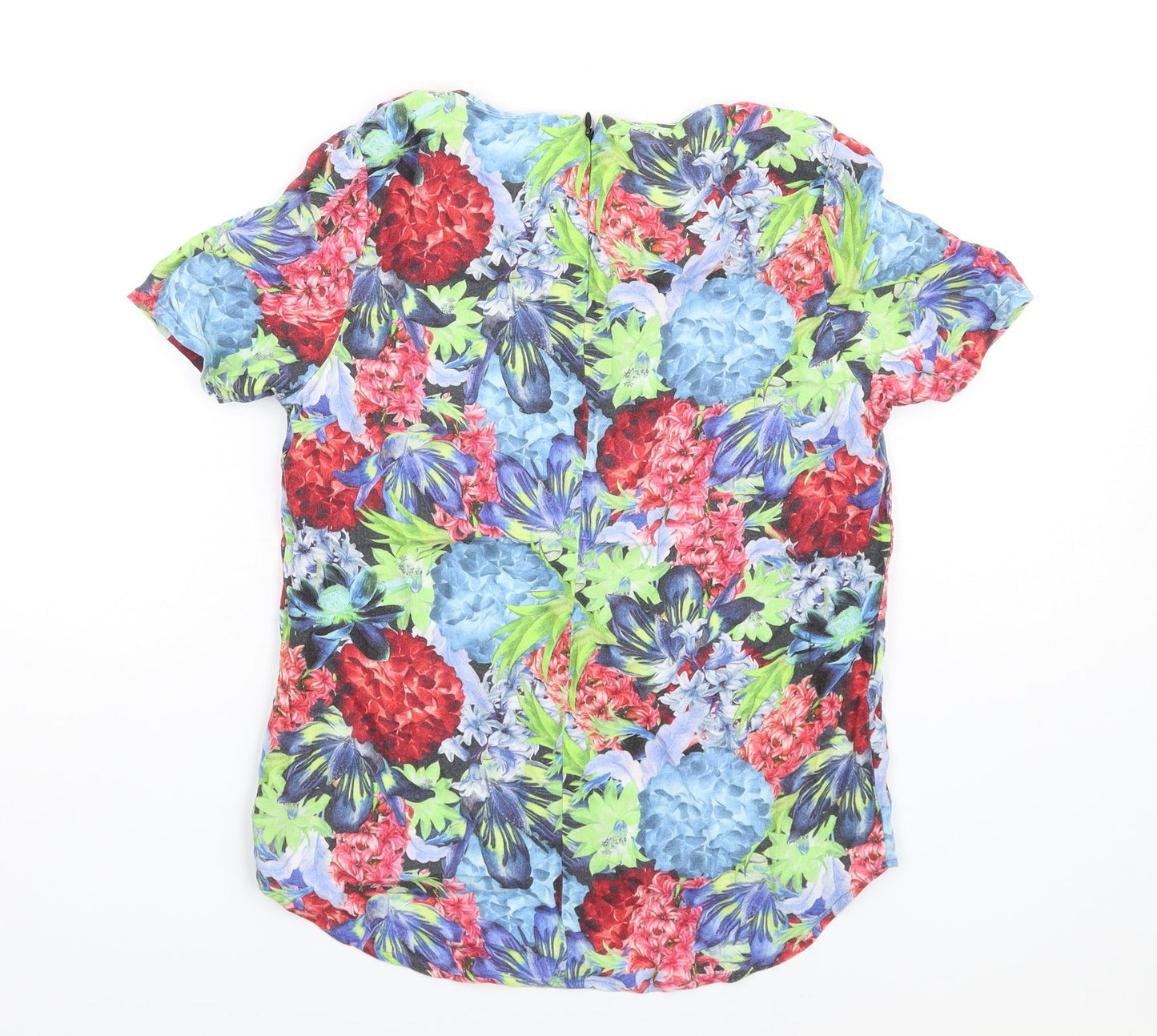 NEXT Womens Multicoloured Floral Viscose Basic T-Shirt Size 6 Round Neck
