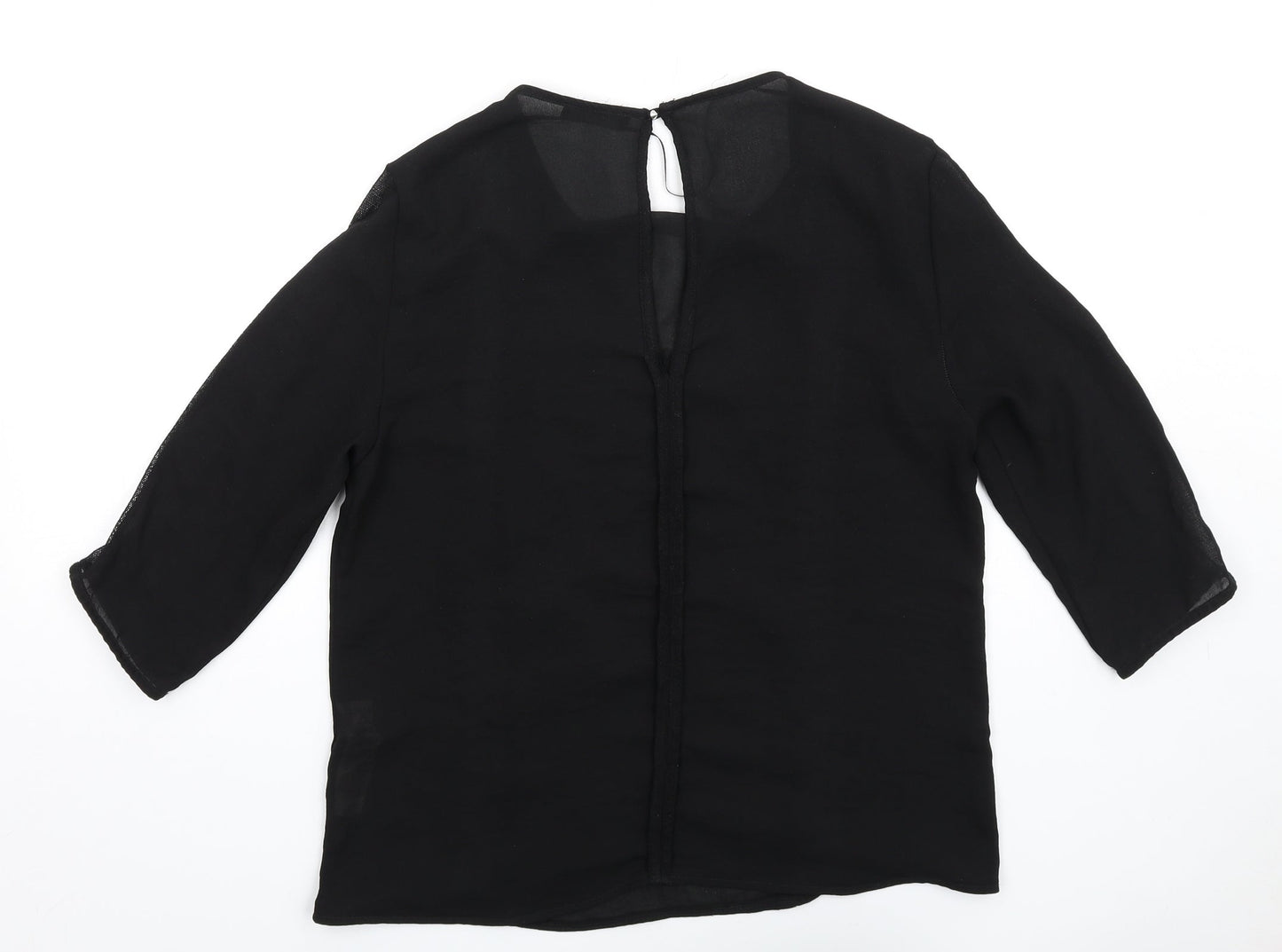 Zara Womens Black Viscose Basic T-Shirt Size S Round Neck