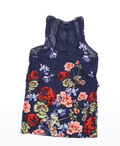 Next Womens Multicoloured Floral Viscose Basic Tank Size 6 Scoop Neck