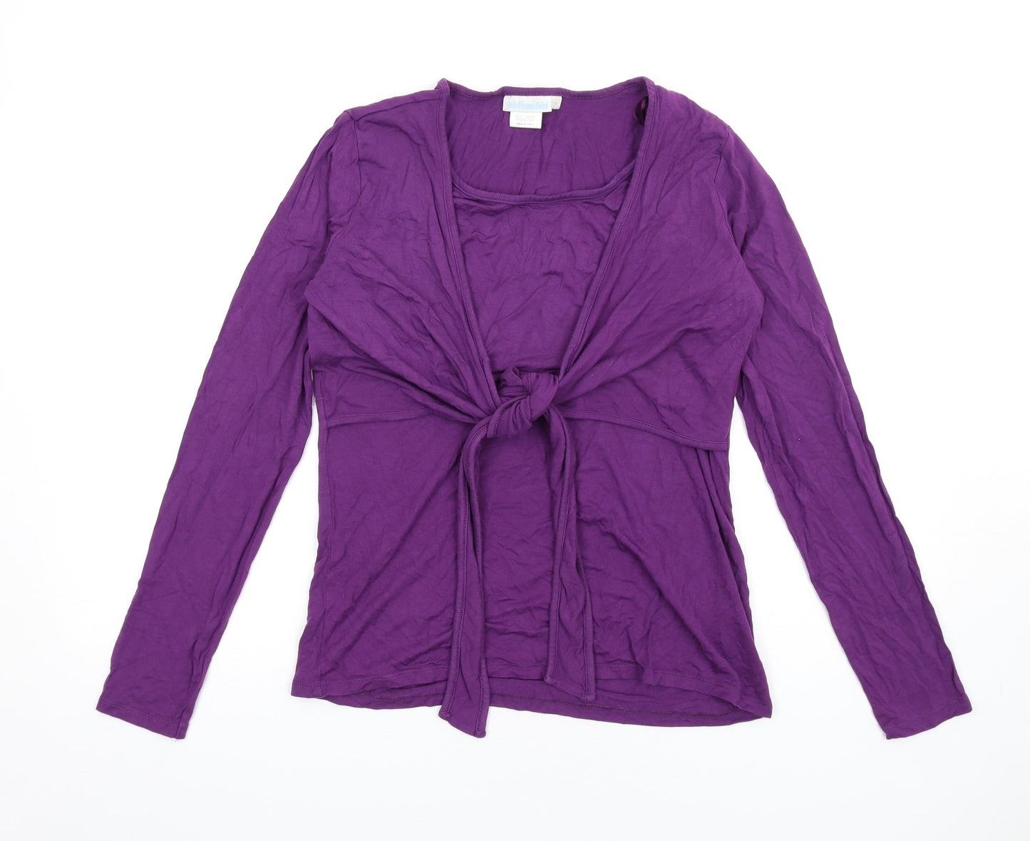 JoJo Maman Bébé Womens Purple Viscose Basic T-Shirt Size M Round Neck