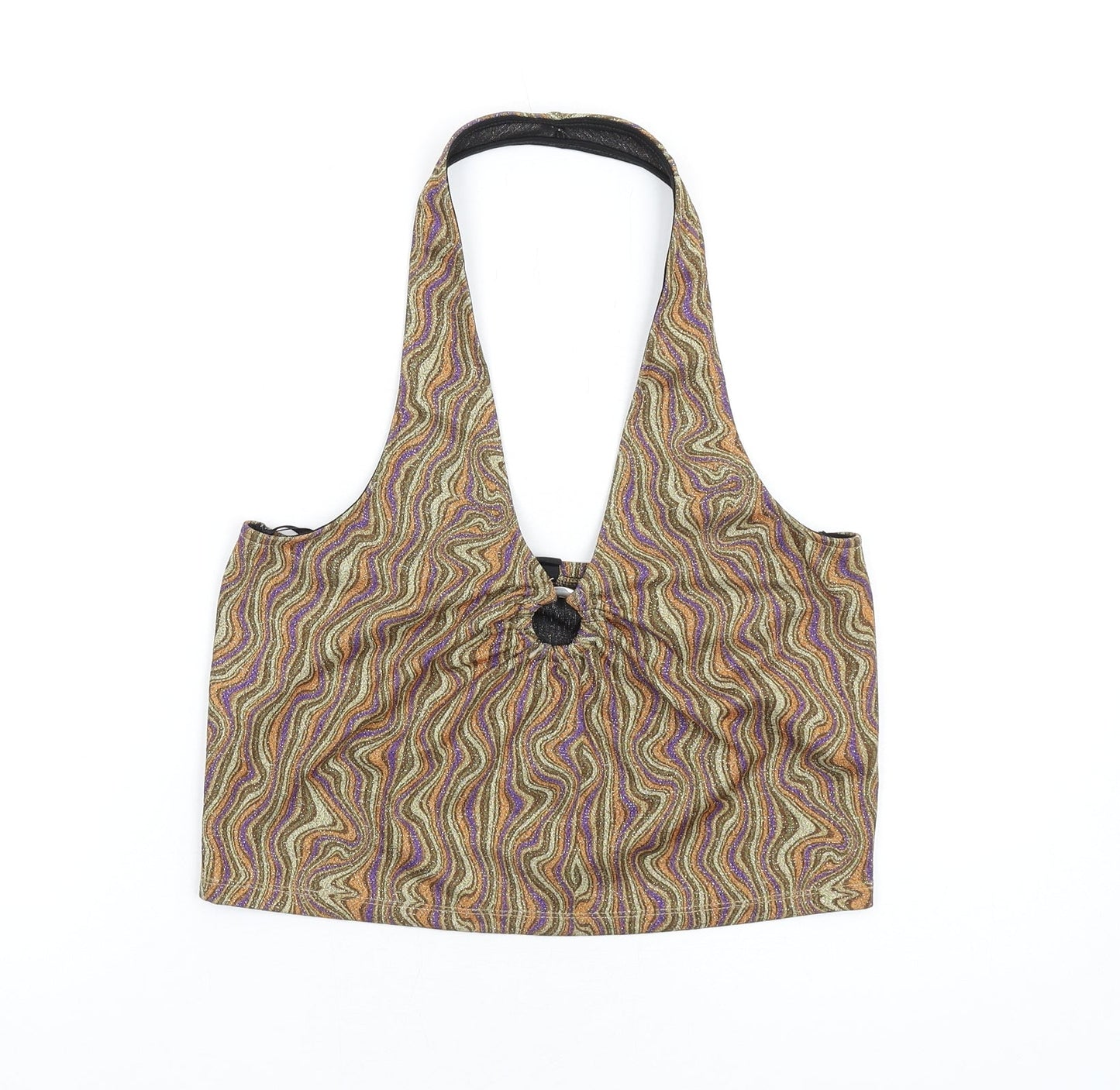 Urban Outfitters Womens Multicoloured Geometric Polyester Cropped Tank Size L Halter