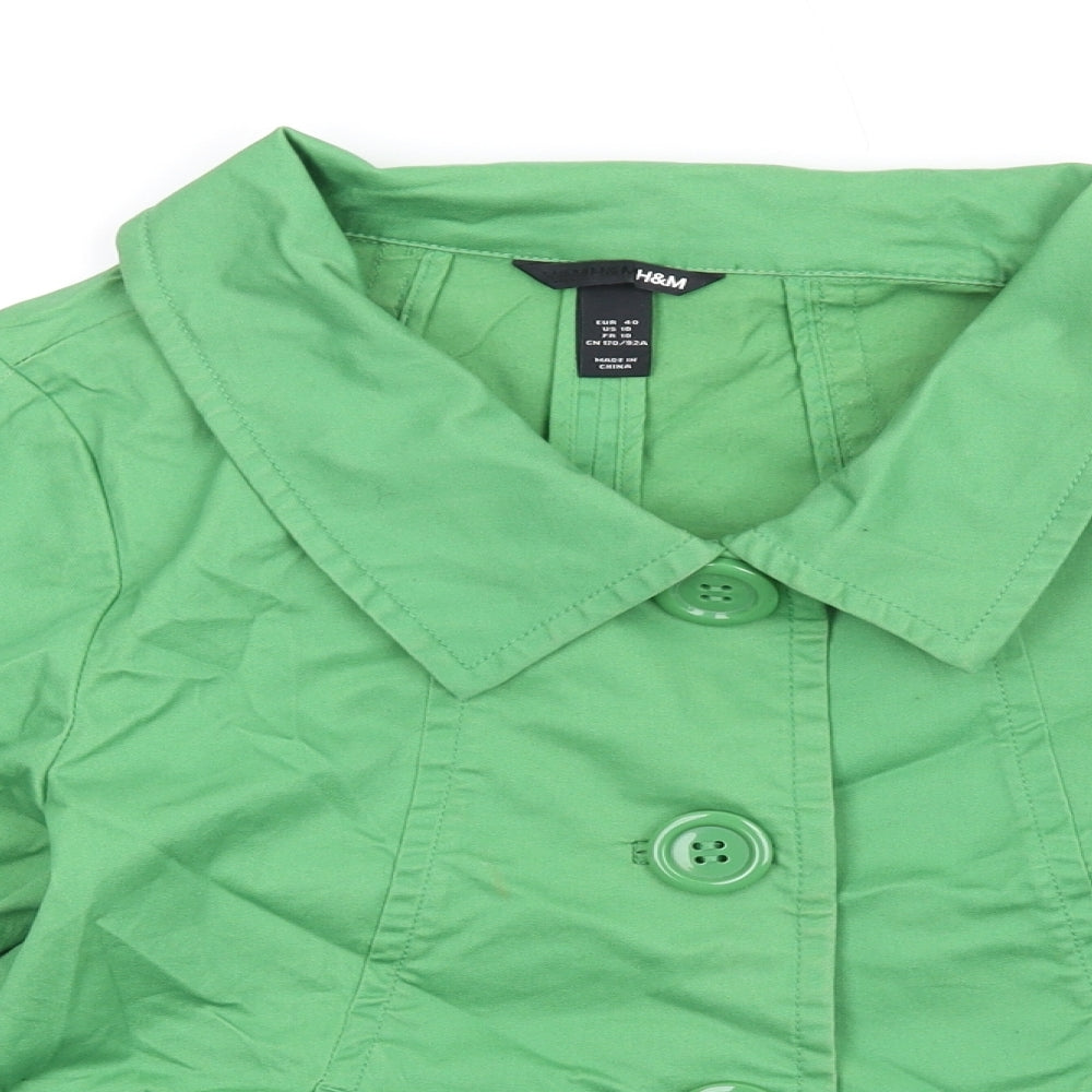 H&M Womens Green Jacket Size 12 Button