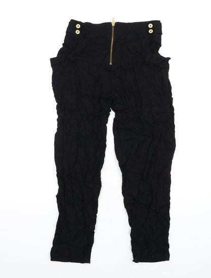 Additional front view of French Connection women’s black viscose trousers, size UK 6, 29-inch leg regular zip