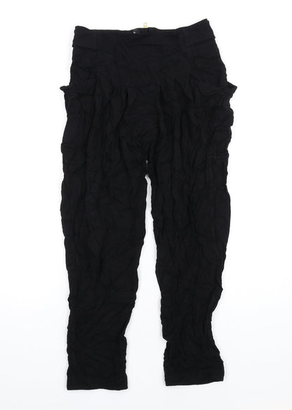 Back view of French Connection women’s black viscose trousers, size UK 6, 29-inch leg regular zip